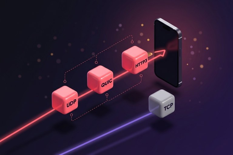 Схема роботи протоколів UDP QUIC HTTP3 через мобільні проксі